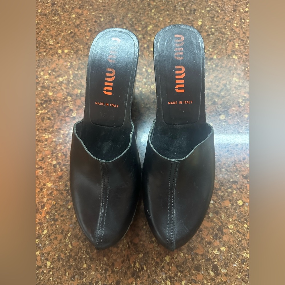 Miu Miu Black Mules Sleek Minimalist Design